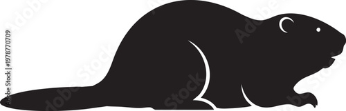 A stylized silhouette of a beaver sitting on a flat surface.