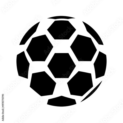 Soccer ball, football icon, black silhouette, sports symbol, vector graphic