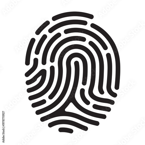 Minimalist biometric fingerprint pattern icon for secure data access.