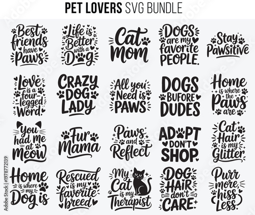 Pet lovers svg bundle with cat and dog quotes