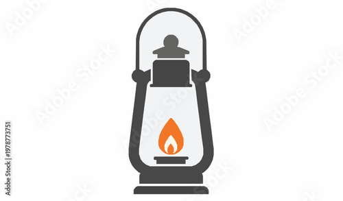 Vintage oil lantern icon kerosene lamp flat vector isolated on white background