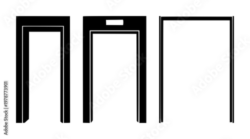 Elevator icons set with solid black color and simple silhouette shapes featuring lift, button, arrow with up and down directions