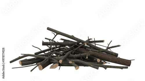 Foto A pile of cut branches and twigs isolated on transparent background for firewood
