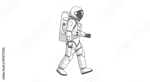 Astronaut walking in space suit.