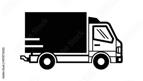 Vector CAD illustration of a truck driving on the road