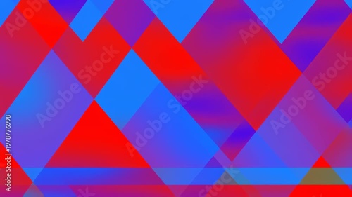 Abstract geometric pattern with vibrant overlapping triangles in shades of red, blue, and purple