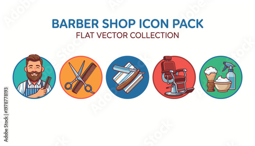 Flat vector icons for barber shops.