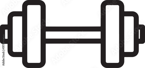 Dumbbell icon vector graphic for fitness and gym with black and white with line art