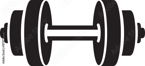 Black silhouette of a dumbbell weight with free weights with fitness equipment exercise equipment gym machine body building