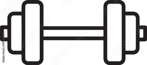 Simple dumbbell icon vector for workout and fitness with black and white with line art