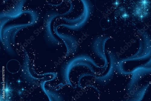 Fotografie A stunning visual representation of a starry night sky with swirling blue nebula