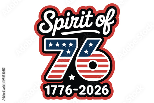 Spirit of 76 patriotic logo design celebrating american independence with 1776 and 2026 dates