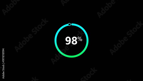98% Progress Percentage Circular Infographic, 4k Illustration.