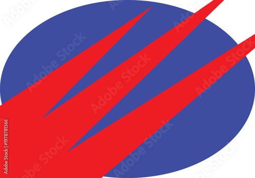 Dynamic Constructiveness Abstraction A Study in Contrasting Forces Between the Explosive Radial Geometry of Crimson Spikes and the Calm, Centripetal Stillness of an Ultramarine Circle Suspended on an 