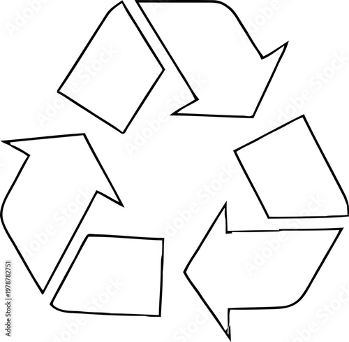 Recycling symbol outline icon, featuring three arrows in a circle design signifies eco conservation and environmental reuse for nature on a black background. Vector illustration !