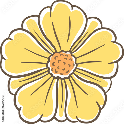 Simple floral flower heads pretty wildflower outline clipart vector illustration