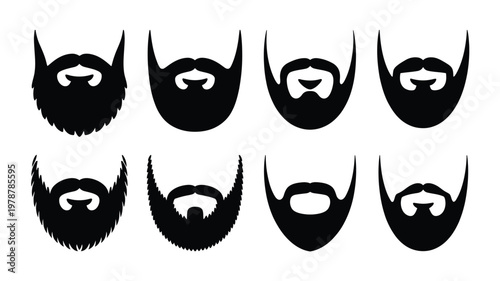Beard Clipart Set Vector with Modern and Classic Facial Hair Styles