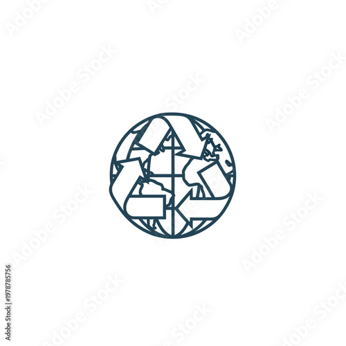 Earth with recycling symbol illustration.