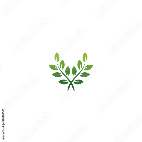 Simple green leafy branch illustration.