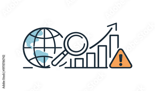 Climate impact process highlighting analysis of environmental data and monitoring of changes over time in sustainability efforts, a chart with an upward curve paired with