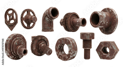 Wallpaper Mural Rusty Industrial Metal Parts Collection Torontodigital.ca