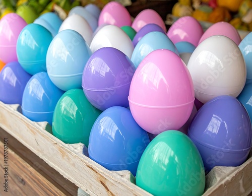Colorful Easter Eggs Displayed in a Cardboard Tray.