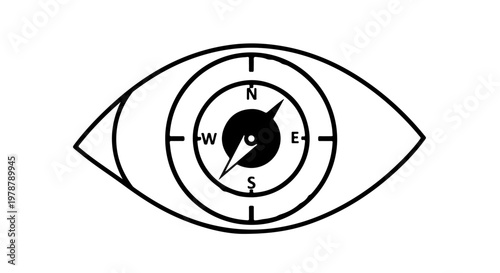 Stylized eye with compass navigation symbol direction guidance concept vision and orientation