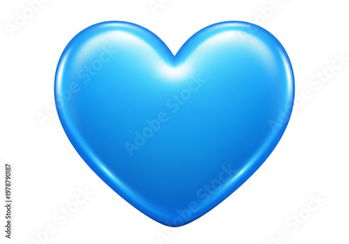 A blue heart on a white background isolated on transparent background