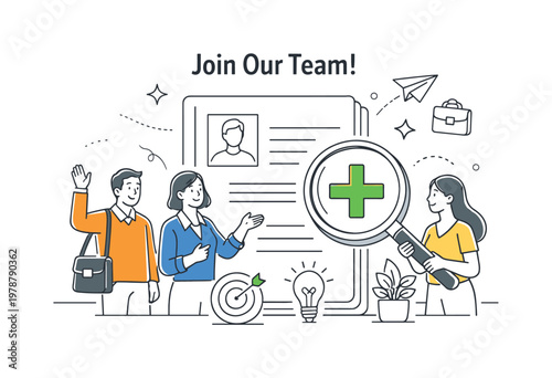 Company announcing new job opportunities and inviting candidates to join their team in a professional recruitment context, illustrated through a clear metaphor of a