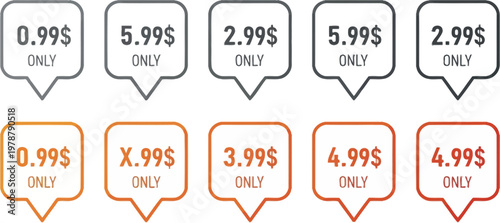 Price tags featuring various dollar amounts provide a clear visual for retail marketing.