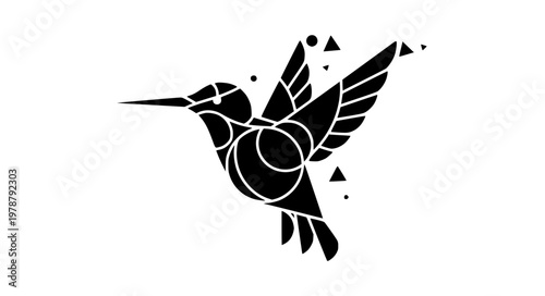 Geometric Hummingbird Vector – Modern Shape Fusion Design