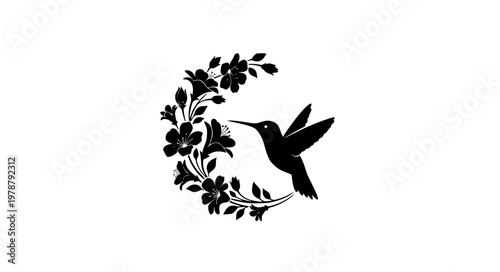Hummingbird Circle Logo Vector – Floral Frame Designs