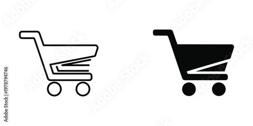 Comparison of a standard shopping cart icon and a filled shopping cart icon.
