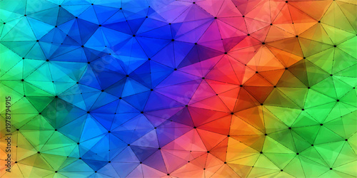 A vibrant mosaic of triangular shapes creates a colorful and captivating artwork, exhibiting a modern abstract design.