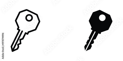 Bild auf Leinwand Contrasting visual styles of identical keys depicted in white and black silhouet