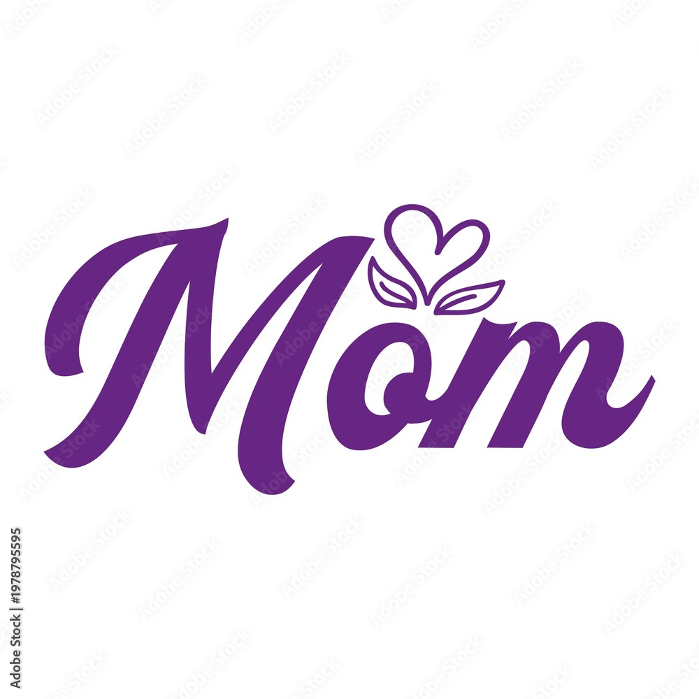 Fototapeta premium Mom typography clip art design on plain white transparent isolated background for sign, card, shirt, hoodie, sweatshirt, apparel, tag, mug, icon, poster or badge
