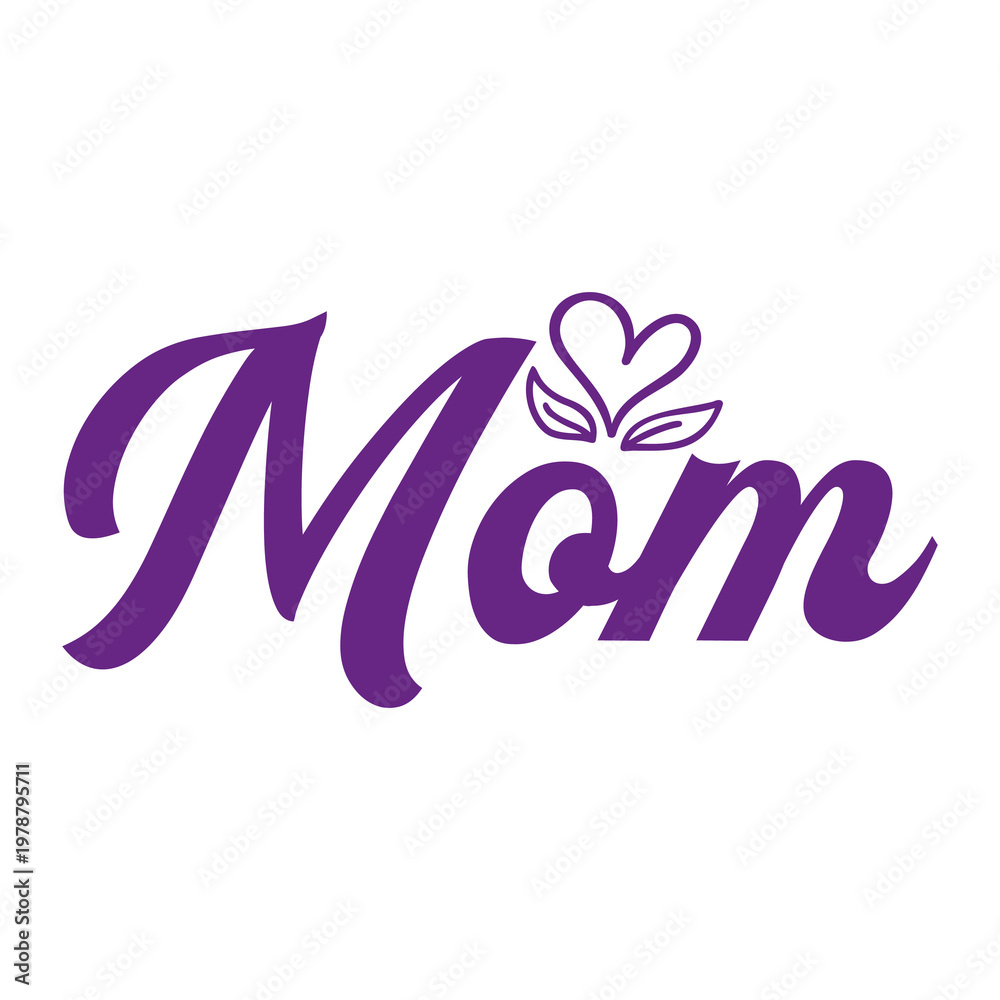 Fototapeta premium Mom typography clip art design on plain white transparent isolated background for sign, card, shirt, hoodie, sweatshirt, apparel, tag, mug, icon, poster or badge