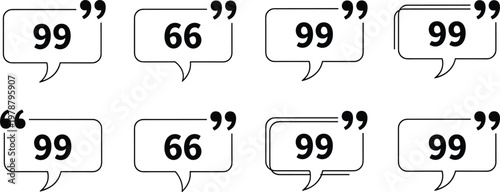 Collection of minimalist quote bubble frames with quotation marks for testimonials comments reviews and social media captions,
