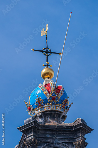 Renaissance style Western Church (Westerkerk, 1620 - 1631) - Dutch Protestant church. It stands on edge of Amsterdam’s Jordaan district, on Prinsengracht (Prince's Canal). Amsterdam, The Netherlands.