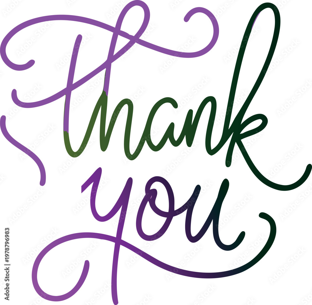 Fototapeta premium Elegant Gradient Hand Lettered Thank You Typography with Modern Calligraphy Style