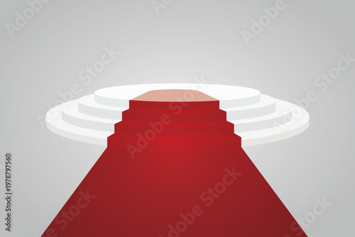 Tableau sur toile A 3d luxury red carpet illustration on white background featuring a prestige VIP