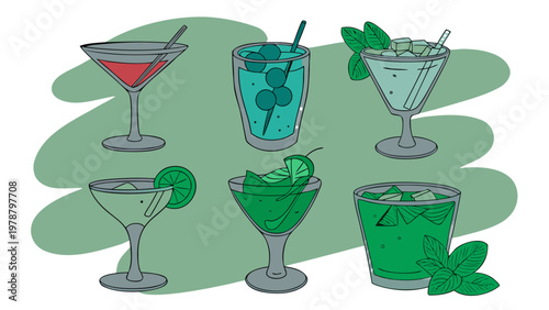 set of cocktail glasses