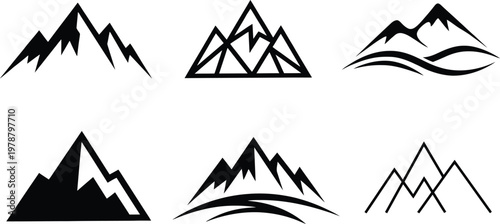 Setofblackmountainlogosonwhitebackground