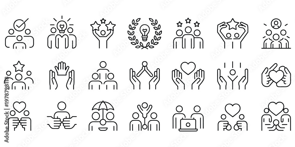 Fototapeta premium Teamwork and Collaboration Icons Representing Support and Success vector illustration