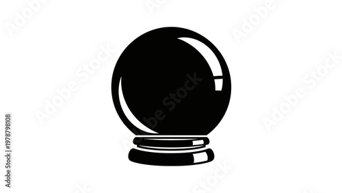 Crystal Ball on Stand Isolated Silhouette.