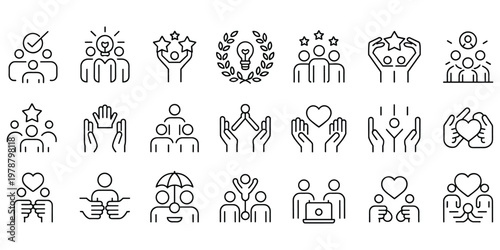 Teamwork and Collaboration Icons Representing Support and Success vector illustration