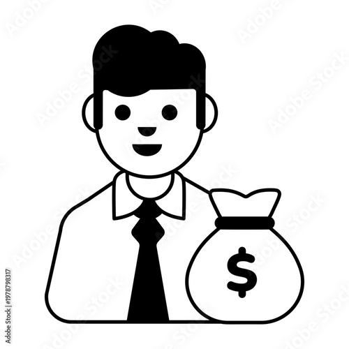 Icon depicting businessman designed in Glyph style