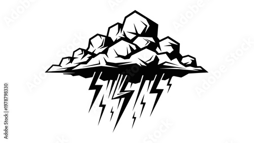 Stormy Weather Cloud with Lightning Bolts.