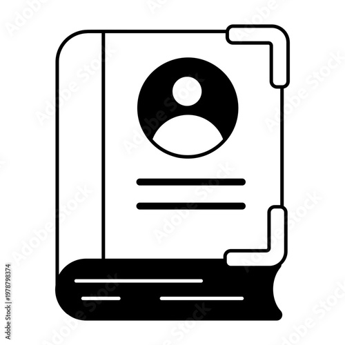 Icon depicting employee handbook designed in Glyph style