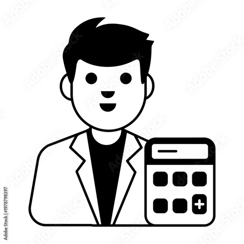 Icon showing accountant designed in Glyph style